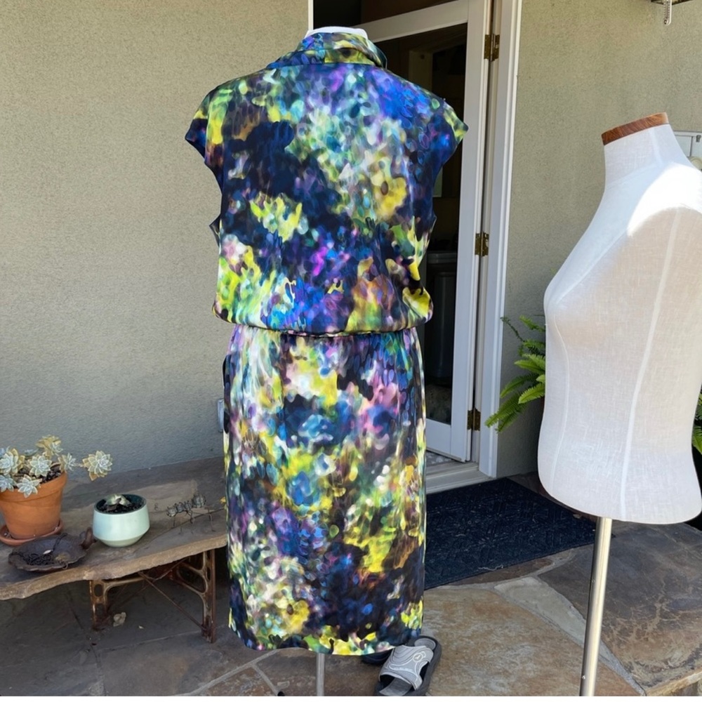 St. John watercolor print silk midi dress - Picture 3 of 13